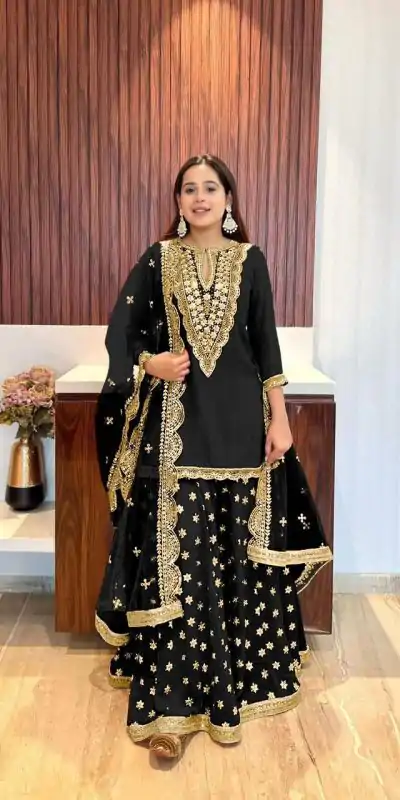 NSR 784 Black Color Georgette Embroidery Sequence Mirror Hand Work Salwar Suit Casual, Party Festive, Events Etc. Expected Delivery 4-6 Working Days @2050/ | Casual Suits, Jump Suits, Salwar suit, Creative suits, Designer Suits, Palazzo Suits, Party Wear Suits, Patiala Suits, Straight Suits