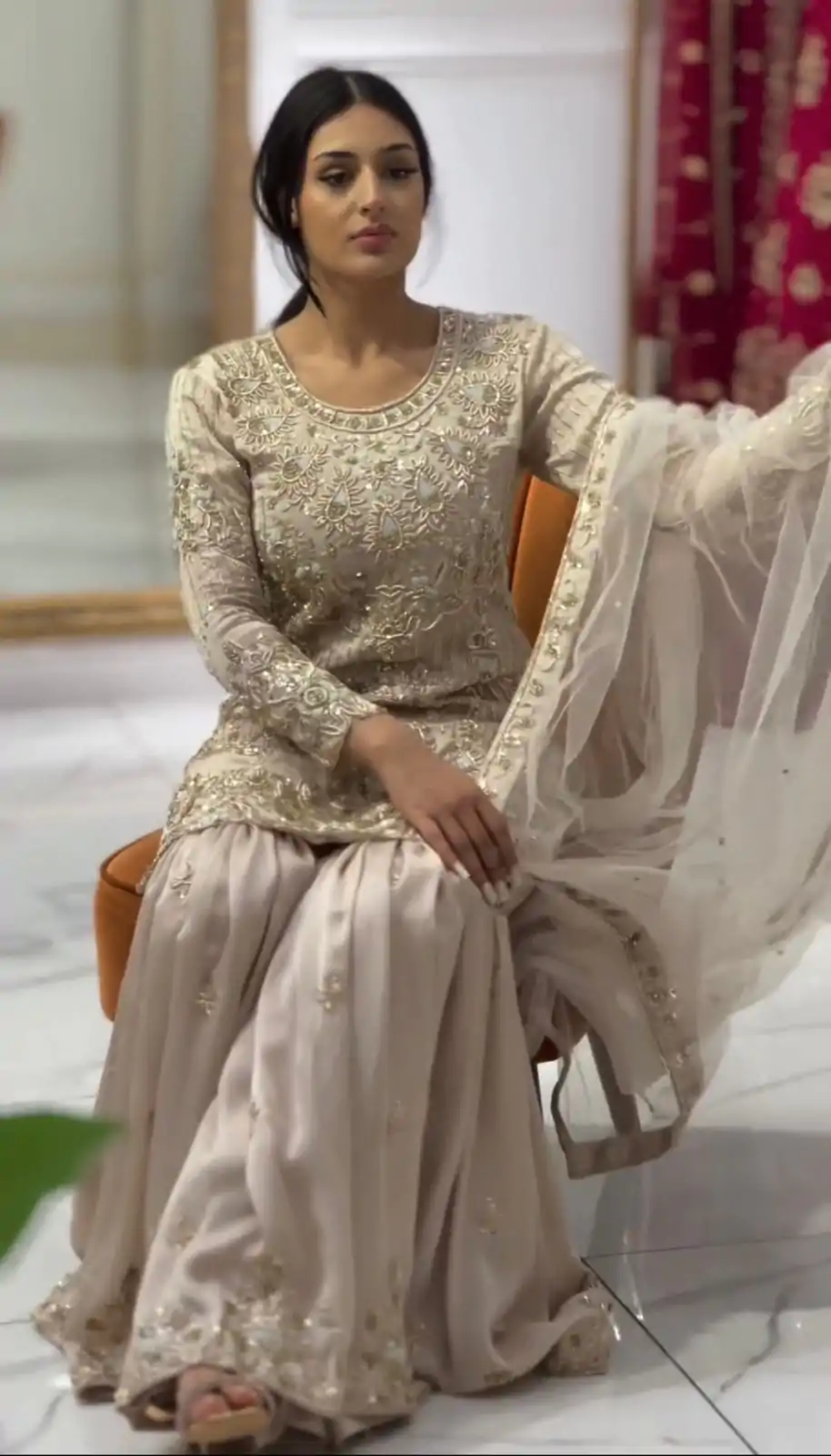 ZSR 3078 Cream Color Georgette Embroidery Sequence Sharara Suit Casual, Wedding, Party, Festive, Events Etc. Expected Delivery 4-6 Working Days @2149/- | Casual Suits, Jump Suits, Salwar suit, Creative suits, Designer Suits, Palazzo Suits, Party Wear Suits, Patiala Suits, Straight Suits