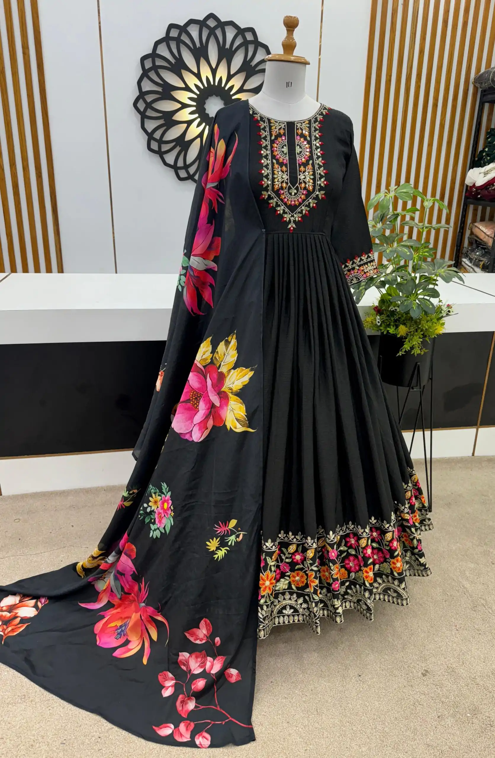 ZF 385 Black Color Chinon Silk Embroidery Sequence Gonw Casual, Wedding, Party, Festive, Events Etc. Expected Delivery 4-6 Working Days @2099/- | Gowns, Bollywood Gowns, Creative Gowns, Designer Gowns, Embroidered Gowns, Party Wear Gowns