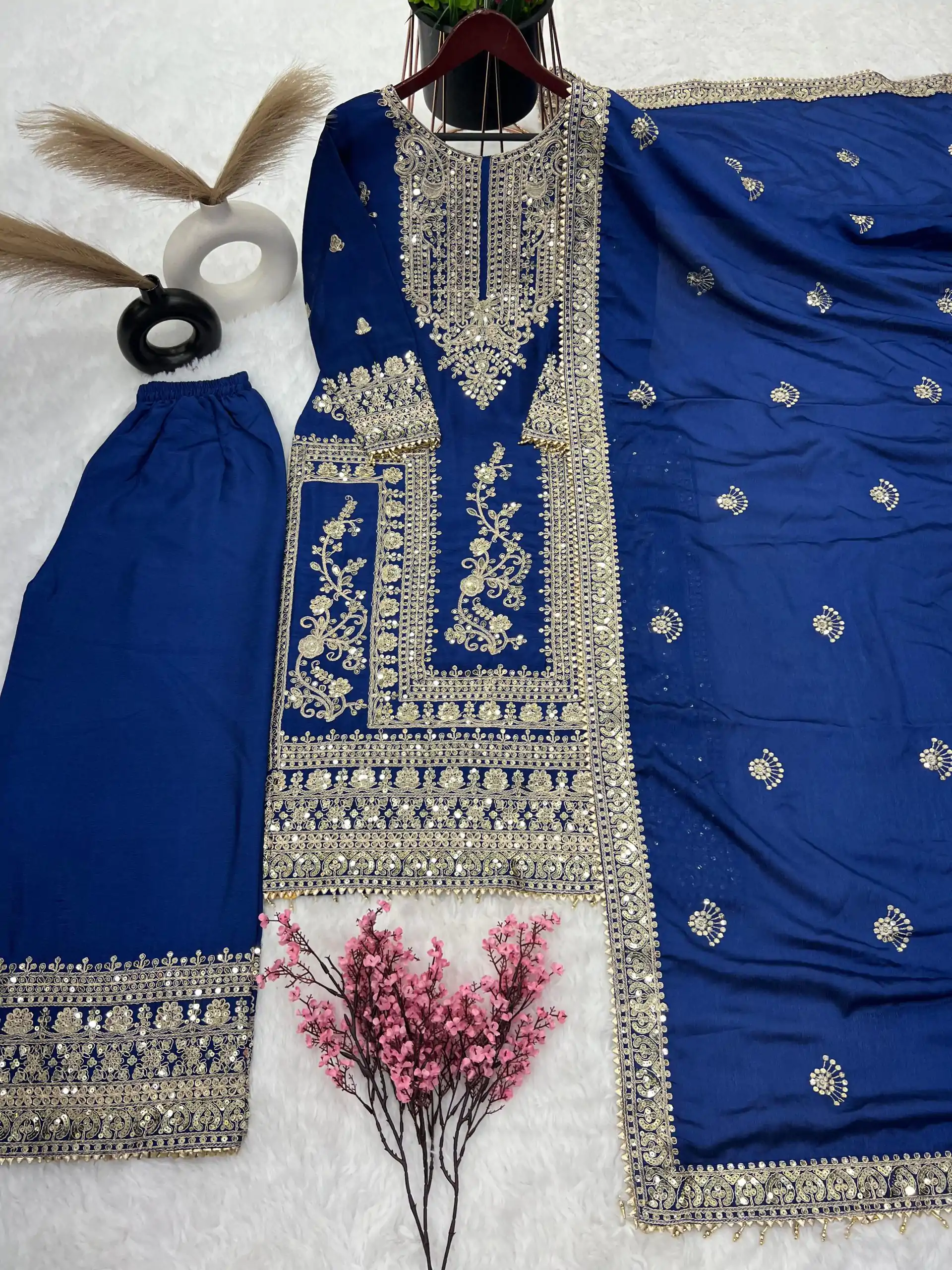 SRK 5146 Blue Color Pure Chinnon Silk Embroidery Coding Dori Salwar Suit Wedding, Party, Festive, Events Expected Delivery 4-6 Working Days @ 2199/- | Casual Suits, Jump Suits, Salwar suit, Creative suits, Designer Suits, Palazzo Suits, Party Wear Suits, Patiala Suits, Straight Suits