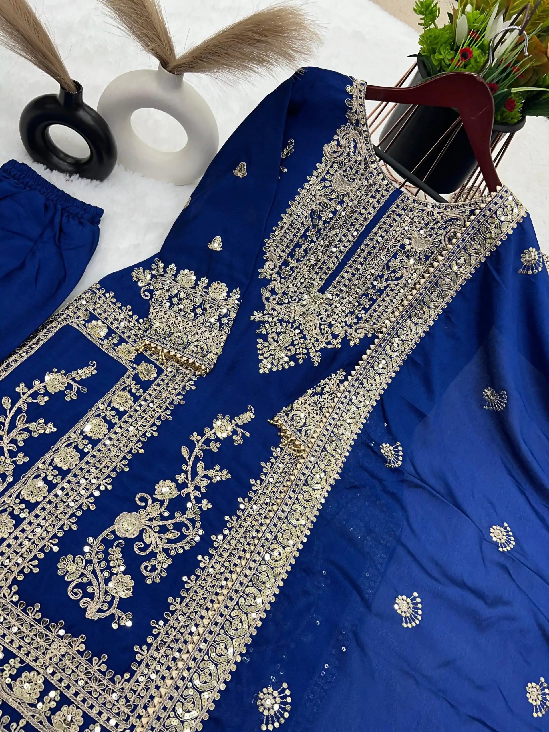 SRK 5146 Blue Color Pure Chinnon Silk Embroidery Coding Dori Salwar Suit Wedding, Party, Festive, Events Expected Delivery 4-6 Working Days @ 2199/- | Casual Suits, Jump Suits, Salwar suit, Creative suits, Designer Suits, Palazzo Suits, Party Wear Suits, Patiala Suits, Straight Suits