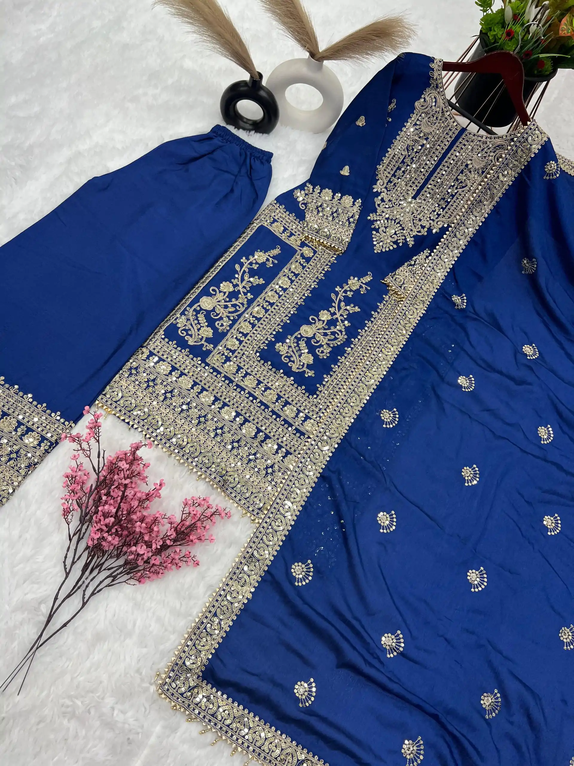 SRK 5146 Blue Color Pure Chinnon Silk Embroidery Coding Dori Salwar Suit Wedding, Party, Festive, Events Expected Delivery 4-6 Working Days @ 2199/- | Casual Suits, Jump Suits, Salwar suit, Creative suits, Designer Suits, Palazzo Suits, Party Wear Suits, Patiala Suits, Straight Suits