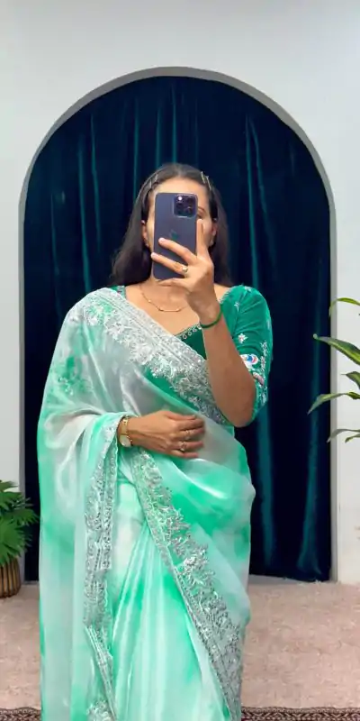 ST 480 Blue Color Burberry Blooming Embroidery Zari Saree Casual, Wedding, Party, Festive, Events Etc. Expected Delivery 4-6 Working Days @2449/- | Designer Sarees, Embroidered Sarees, Sarees, Bollywood Sarees, Creative Sarees, Ethnic Saree, Modern Digital sarees, Party Wear Sarees