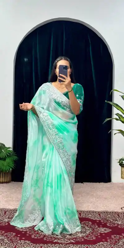 ST 480 Blue Color Burberry Blooming Embroidery Zari Saree Casual, Wedding, Party, Festive, Events Etc. Expected Delivery 4-6 Working Days @2449/- | Designer Sarees, Embroidered Sarees, Sarees, Bollywood Sarees, Creative Sarees, Ethnic Saree, Modern Digital sarees, Party Wear Sarees