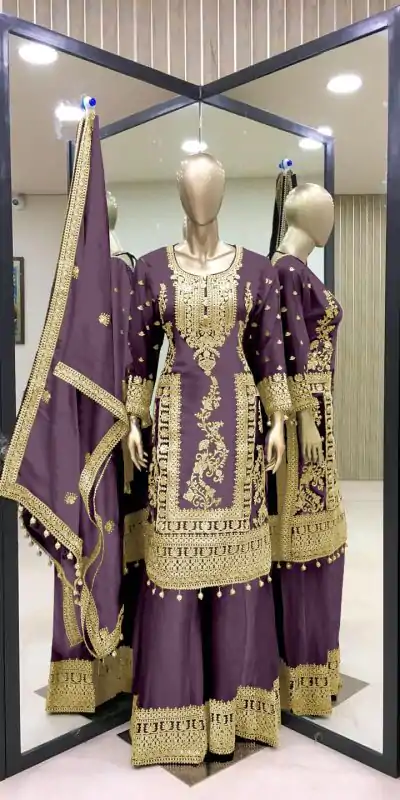 SRK 5146 Light Purple Color Pure Chinnon Silk Embroidery Coding Dori Salwar Suit Wedding, Party, Festive, Events Expected Delivery 4-6 Working Days @ 2199/- | Casual Suits, Jump Suits, Salwar suit, Creative suits, Designer Suits, Palazzo Suits, Party Wear Suits, Patiala Suits, Straight Suits