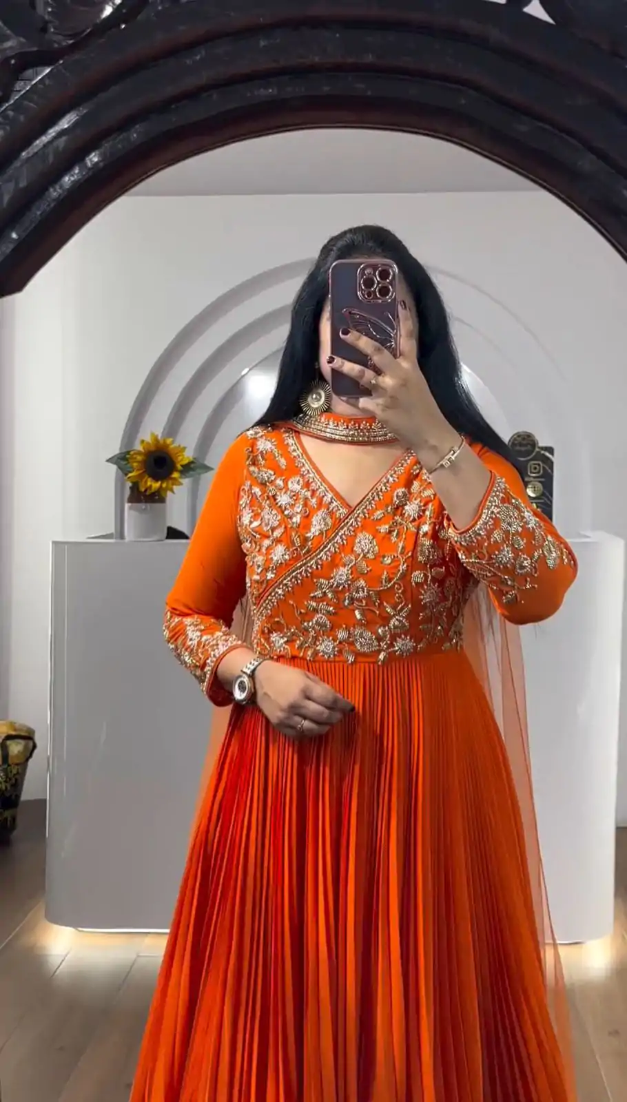 PC 421 Orange Color Fox Georgette Embroidery Sequence Gown Casual, Party Wear, Events, Festivals Wear Expected Delivery 4-6 Working Days @1629/- | Gowns, Bollywood Gowns, Creative Gowns, Designer Gowns, Embroidered Gowns, Party Wear Gowns