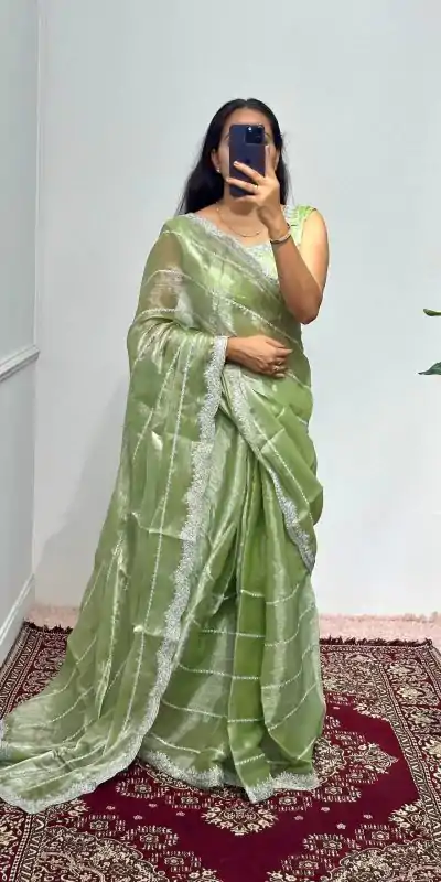 ST 476 Pista Green Color Burberry Blooming Embroidery Zari Saree Casual, Wedding, Party, Festive, Events Etc. Expected Delivery 4-6 Working Days @1899/- | Designer Sarees, Embroidered Sarees, Sarees, Bollywood Sarees, Creative Sarees, Ethnic Saree, Modern Digital sarees, Party Wear Sarees
