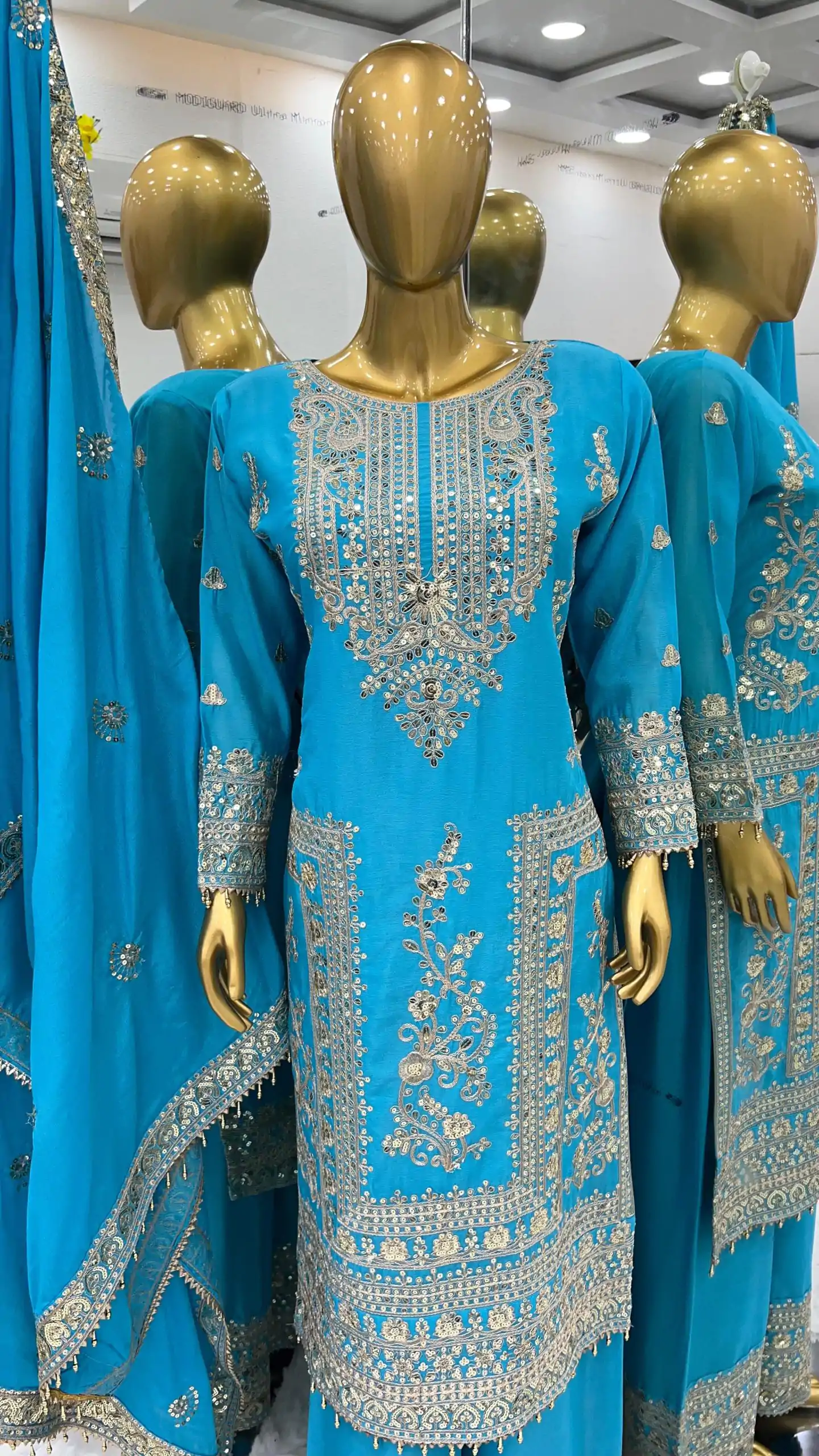 SRK 5146 Sky Blue Color Pure Chinnon Silk Embroidery Coding Dori Salwar Suit Wedding, Party, Festive, Events Expected Delivery 4-6 Working Days @ 2199/- | Casual Suits, Jump Suits, Salwar suit, Creative suits, Designer Suits, Palazzo Suits, Party Wear Suits, Patiala Suits, Straight Suits