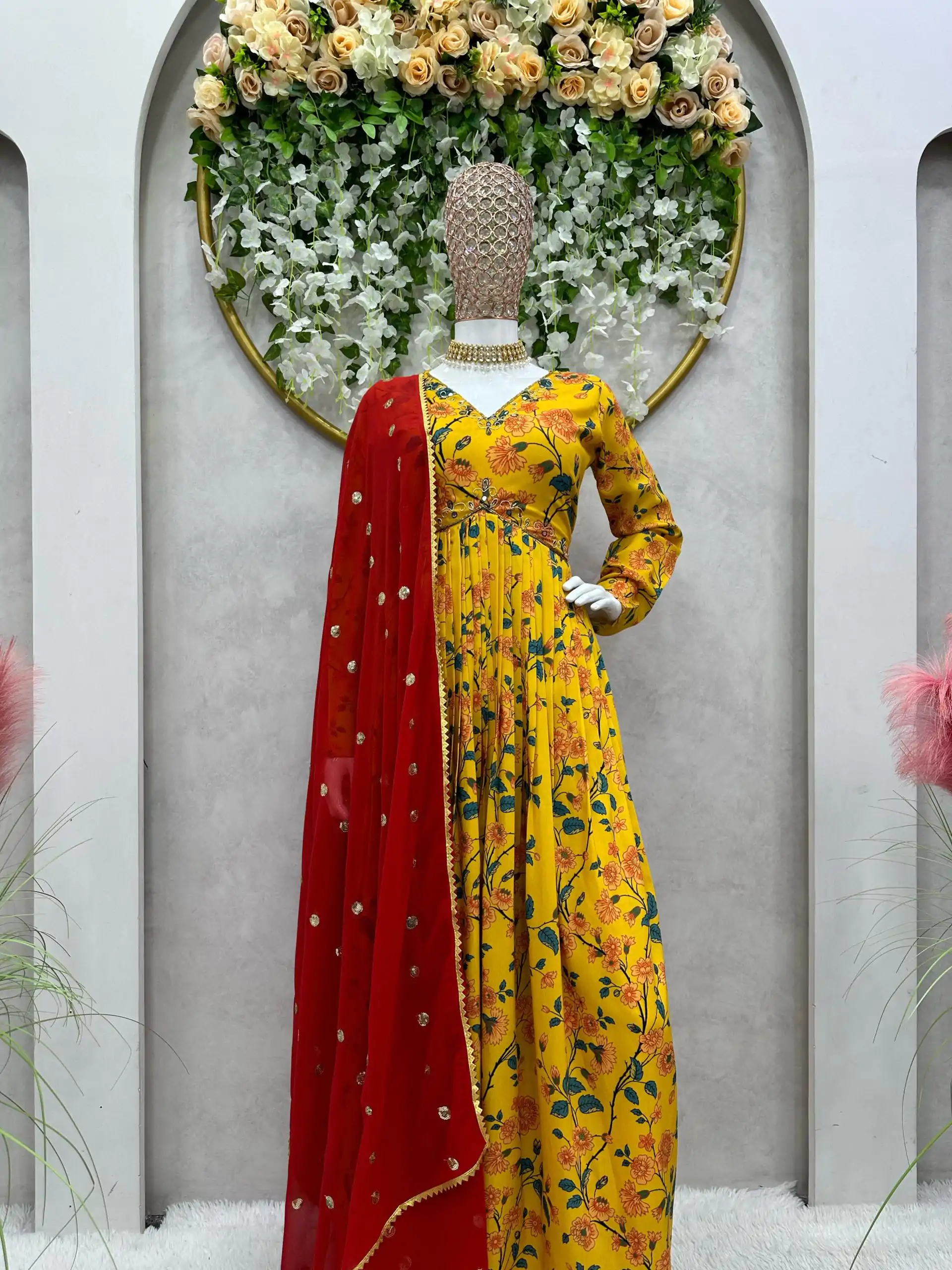 KD 1398 Yellow Color Muslin Digital Print With Hand Work Salwar Suit Casual, Party, Festive, Events Wedding Etc.  Expected Delivery 4-6 Working Days @2049/- | Casual Suits, Salwar suit, Creative suits, Designer Suits, Palazzo Suits, Party Wear Suits, Straight Suits