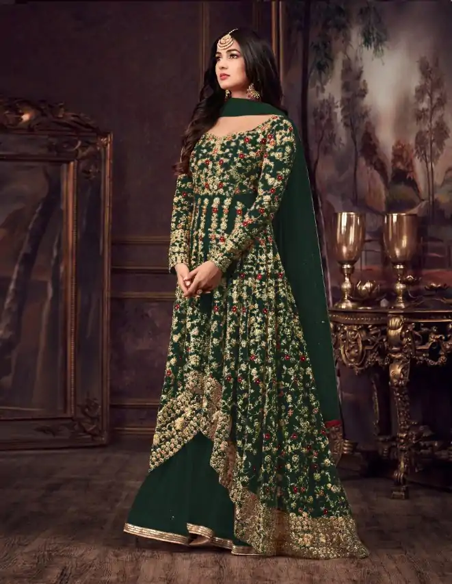 FC 5608 Green Color Heavy Net Embroidery Sequence Salwar Suit Wedding, Party, Festive events, etc.  Expected Delivery  4-6 Working Days @3199/- | Casual Suits, Jump Suits, Salwar suit, Creative suits, Designer Suits, Palazzo Suits, Party Wear Suits, Patiala Suits, Straight Suits
