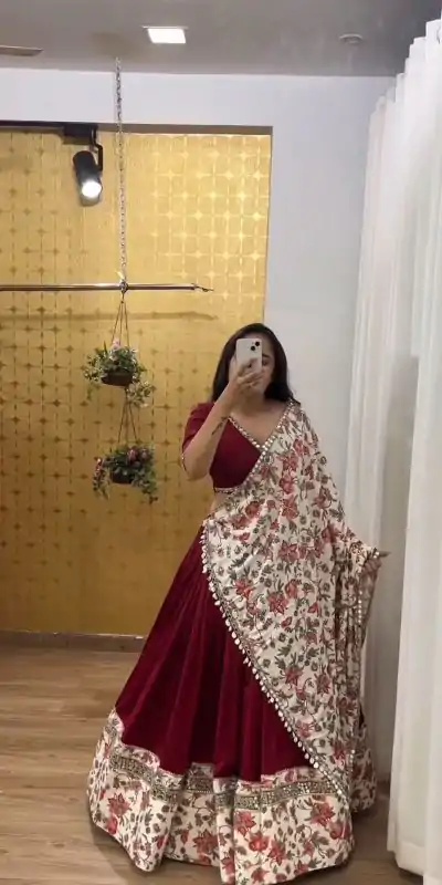 PC N06 Maroon Color Pure Cotton Sequence Lehenga Choli Casual, Party Wear, Events, Festivals Wear Expected Delivery 4-6 Working Days @2179/- | Lehenga, Bollywood Lehenga, Creative Lehenga, Designer Lehenga, Embroidered Lehenga, Party Wear Lehenga