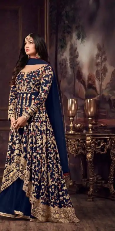FC 5608 Navy Blue Color Heavy Net Embroidery Sequence Salwar Suit Wedding, Party, Festive events, etc.  Expected Delivery  4-6 Working Days @3199/- | Casual Suits, Jump Suits, Salwar suit, Creative suits, Designer Suits, Palazzo Suits, Party Wear Suits, Patiala Suits, Straight Suits