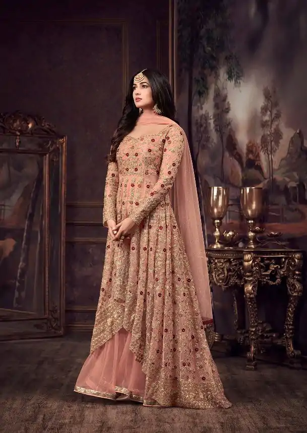 FC 5608 Orange Color Heavy Net Embroidery Sequence Salwar Suit Wedding, Party, Festive events, etc.  Expected Delivery  4-6 Working Days @3199/- | Casual Suits, Jump Suits, Salwar suit, Creative suits, Designer Suits, Palazzo Suits, Party Wear Suits, Patiala Suits, Straight Suits