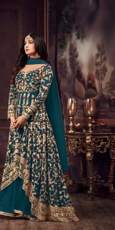 FC 5608 Peacock Blue Color Heavy Net Embroidery Sequence Salwar Suit Wedding, Party, Festive events, etc.  Expected Delivery  4-6 Working Days @3199/- | Casual Suits, Jump Suits, Salwar suit, Creative suits, Designer Suits, Palazzo Suits, Party Wear Suits, Patiala Suits, Straight Suits