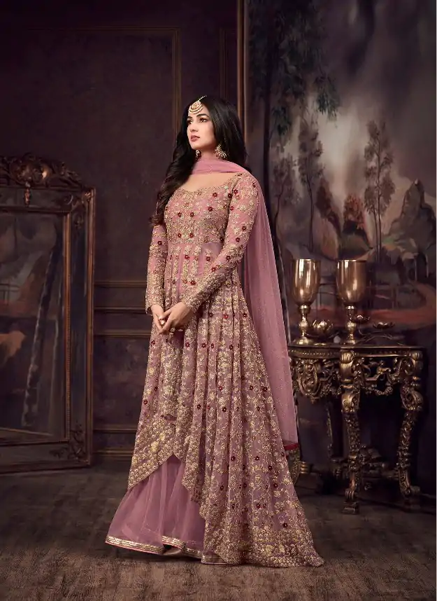 FC 5608 Pink Color Heavy Net Embroidery Sequence Salwar Suit Wedding, Party, Festive events, etc.  Expected Delivery  4-6 Working Days @3199/- | Casual Suits, Jump Suits, Salwar suit, Creative suits, Designer Suits, Palazzo Suits, Party Wear Suits, Patiala Suits, Straight Suits