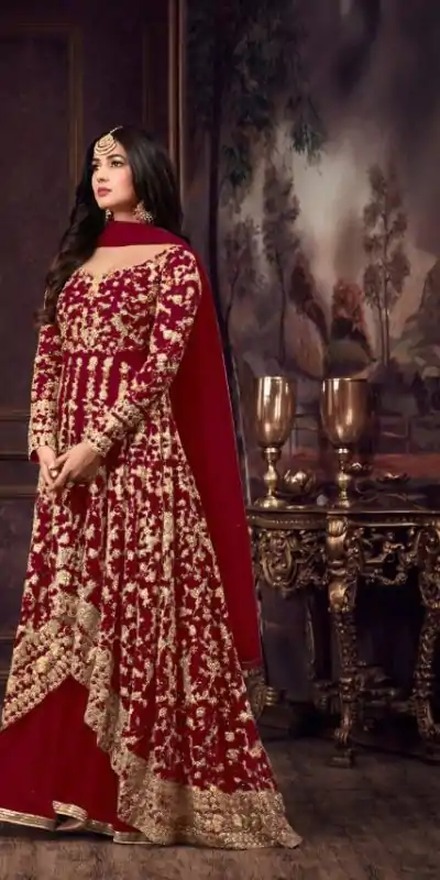 FC 5608 Red Color Heavy Net Embroidery Sequence Salwar Suit Wedding, Party, Festive events, etc.  Expected Delivery  4-6 Working Days @3199/- | Casual Suits, Jump Suits, Salwar suit, Creative suits, Designer Suits, Palazzo Suits, Party Wear Suits, Patiala Suits, Straight Suits