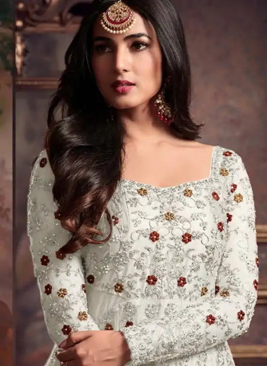 FC 5608 White Color Heavy Net Embroidery Sequence Salwar Suit Wedding, Party, Festive events, etc.  Expected Delivery  4-6 Working Days @3199/- | Casual Suits, Jump Suits, Salwar suit, Creative suits, Designer Suits, Palazzo Suits, Party Wear Suits, Patiala Suits, Straight Suits