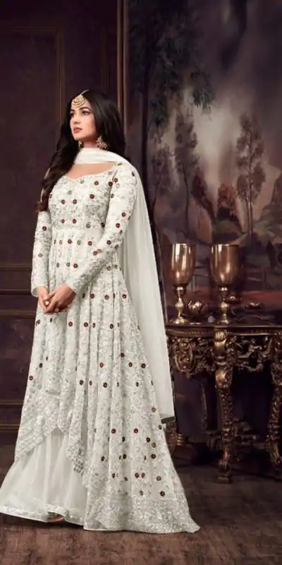 FC 5608 White Color Heavy Net Embroidery Sequence Salwar Suit Wedding, Party, Festive events, etc.  Expected Delivery  4-6 Working Days @3199/- | Casual Suits, Jump Suits, Salwar suit, Creative suits, Designer Suits, Palazzo Suits, Party Wear Suits, Patiala Suits, Straight Suits