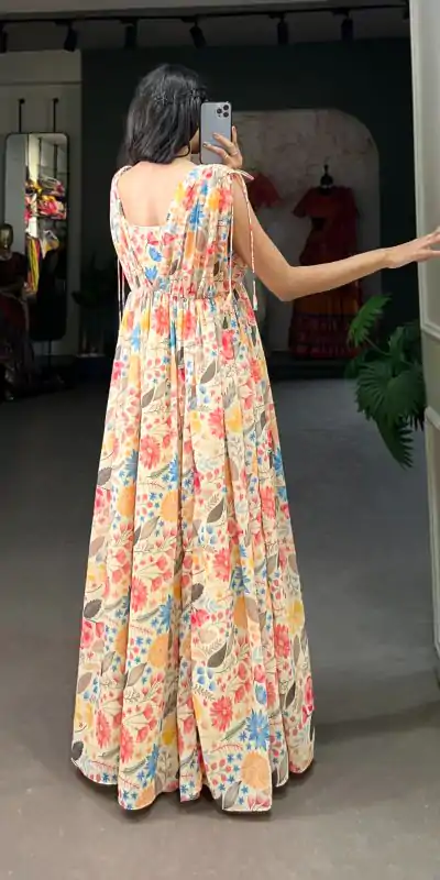 YNF 5015 Mustard Color Georgette Floral printed Gown Casual, Wedding, Festive, Events, Designer Party Wear, Delivery 4-6 Working Days @1649 | Gowns, Bollywood Gowns, Creative Gowns, Designer Gowns, Embroidered Gowns, Party Wear Gowns