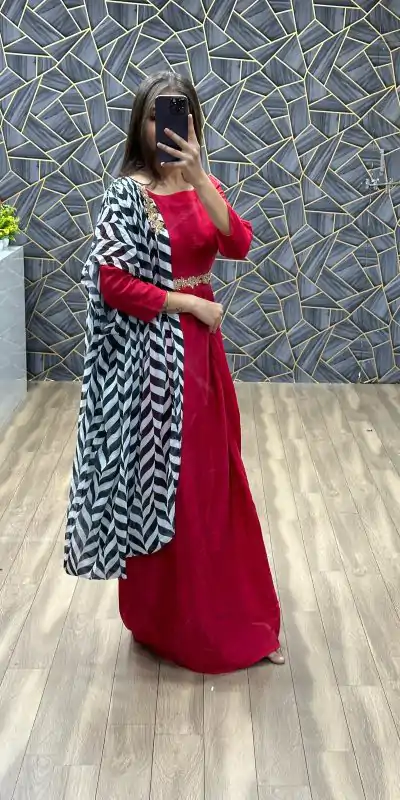 PC 370 Pink Color Chinon Plan Gown Dupatta Digital Print Gown Casual, Party Wear, Events, Festivals Wear Etc. Expected Delivery 4-6 Working Days @1999/- | Gowns, Bollywood Gowns, Creative Gowns, Designer Gowns, Embroidered Gowns, Party Wear Gowns