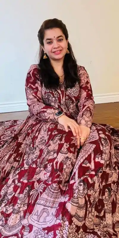 PC 363 Red Color Chant Crepe Kalamkari printed Work Gown Casual, Party Wear, Events, Festivals Wear Etc. Expected Delivery 4-6 Working Days @2029/- | Gowns, Bollywood Gowns, Creative Gowns, Designer Gowns, Embroidered Gowns, Party Wear Gowns