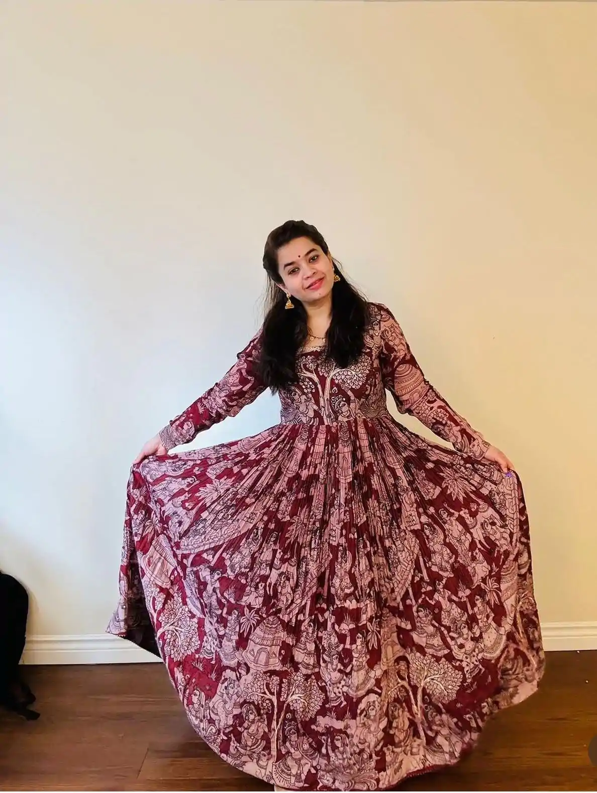 PC 363 Red Color Chant Crepe Kalamkari printed Work Gown Casual, Party Wear, Events, Festivals Wear Etc. Expected Delivery 4-6 Working Days @2029/- | Gowns, Bollywood Gowns, Creative Gowns, Designer Gowns, Embroidered Gowns, Party Wear Gowns