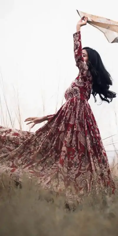 PC 363 Red Color Chant Crepe Kalamkari printed Work Gown Casual, Party Wear, Events, Festivals Wear Etc. Expected Delivery 4-6 Working Days @2029/- | Gowns, Bollywood Gowns, Creative Gowns, Designer Gowns, Embroidered Gowns, Party Wear Gowns