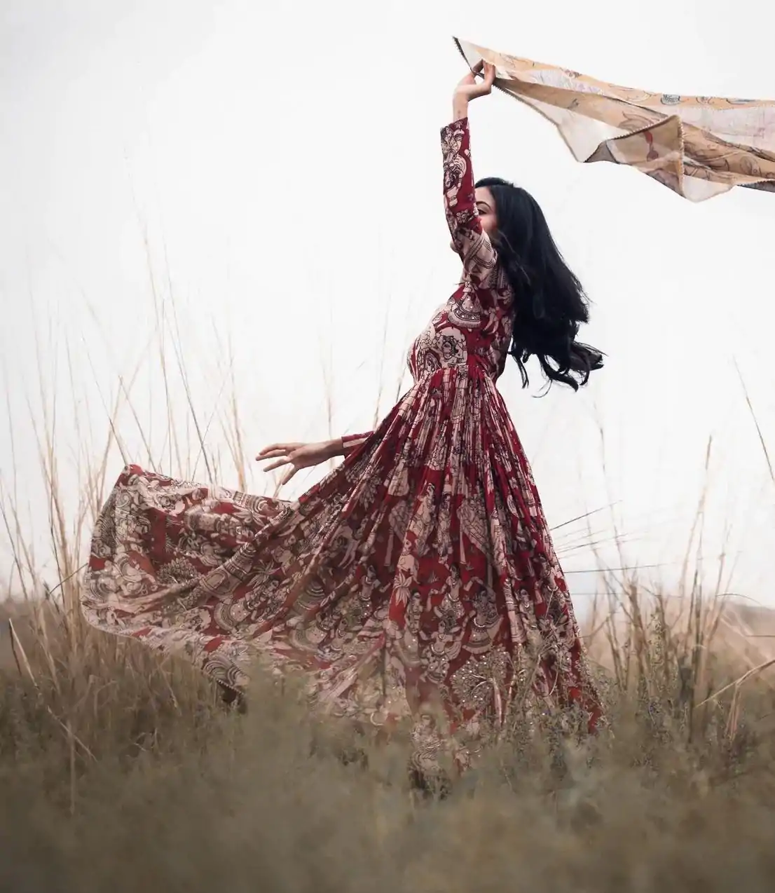 PC 363 Red Color Chant Crepe Kalamkari printed Work Gown Casual, Party Wear, Events, Festivals Wear Etc. Expected Delivery 4-6 Working Days @2029/- | Gowns, Bollywood Gowns, Creative Gowns, Designer Gowns, Embroidered Gowns, Party Wear Gowns