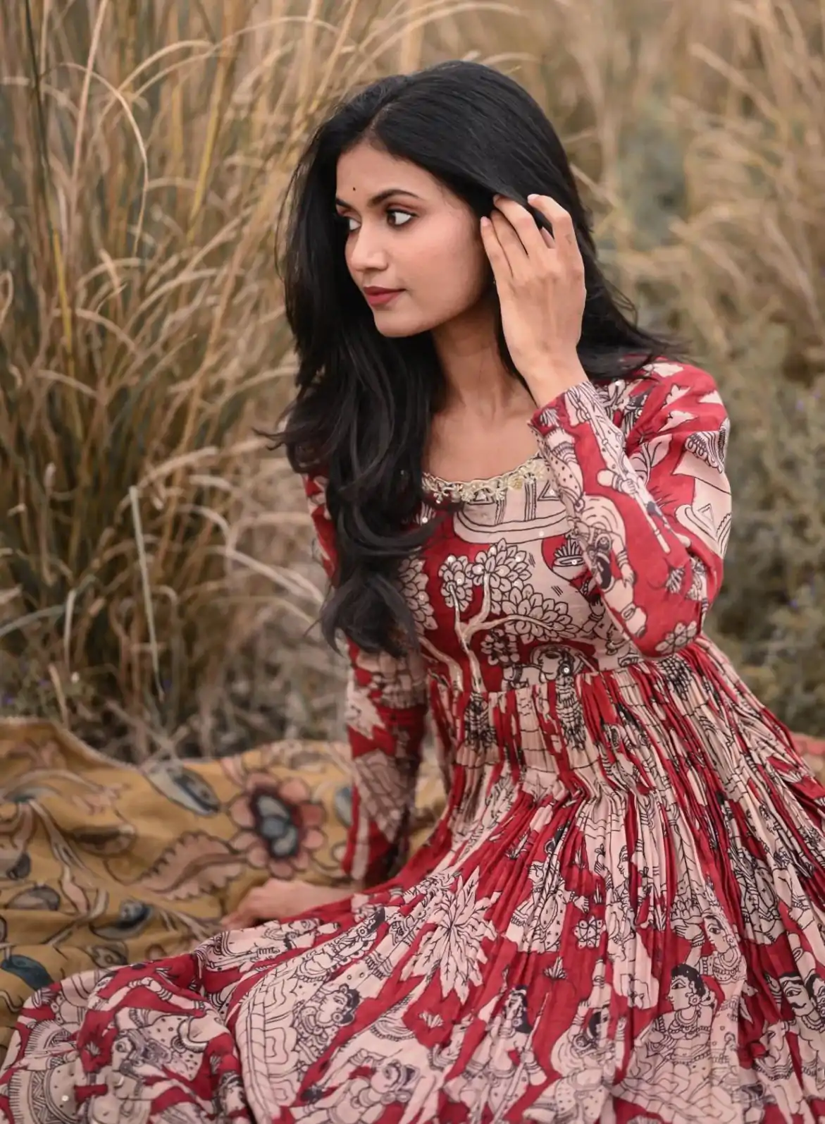 PC 363 Red Color Chant Crepe Kalamkari printed Work Gown Casual, Party Wear, Events, Festivals Wear Etc. Expected Delivery 4-6 Working Days @2029/- | Gowns, Bollywood Gowns, Creative Gowns, Designer Gowns, Embroidered Gowns, Party Wear Gowns