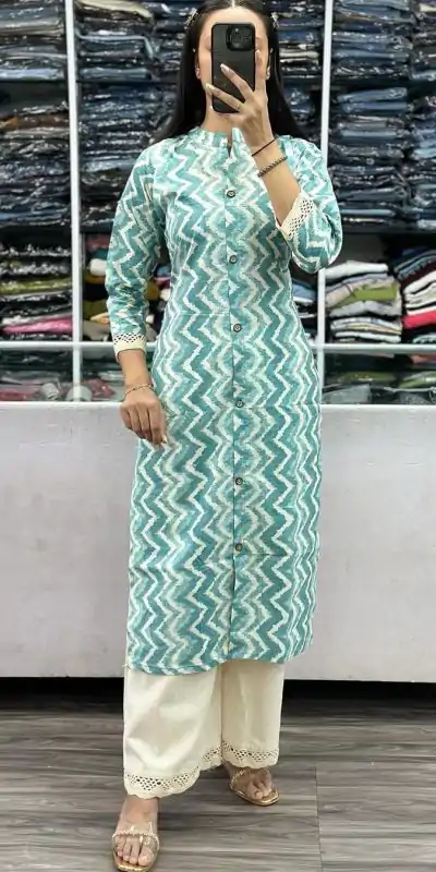 MJF 628 Blue Color Cameric Cotton Wid Stitch Button Kurti Wedding, Party, Festive, Events Etc. Expected 4-6 Working Days @1399/- | Kurti, Bollywood Kurti, Creative Kurtis, Designer Kurti, Party Wear Kurti, Selfie Kurti, Straight Suits