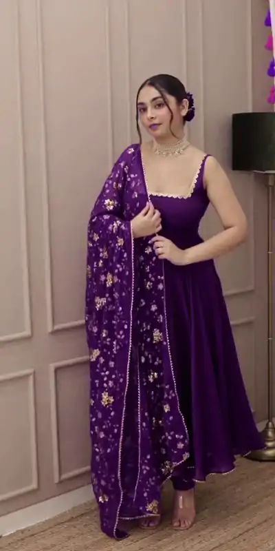 SRK 5128 Violet Color Heavy Faux Georgette With Fully Flair Salwar Suit Wedding, Party, Festive, Events Expected Delivery 4-6 Working Days @ 1899/- | Casual Suits, Jump Suits, Salwar suit, Creative suits, Designer Suits, Palazzo Suits, Party Wear Suits, Patiala Suits, Straight Suits