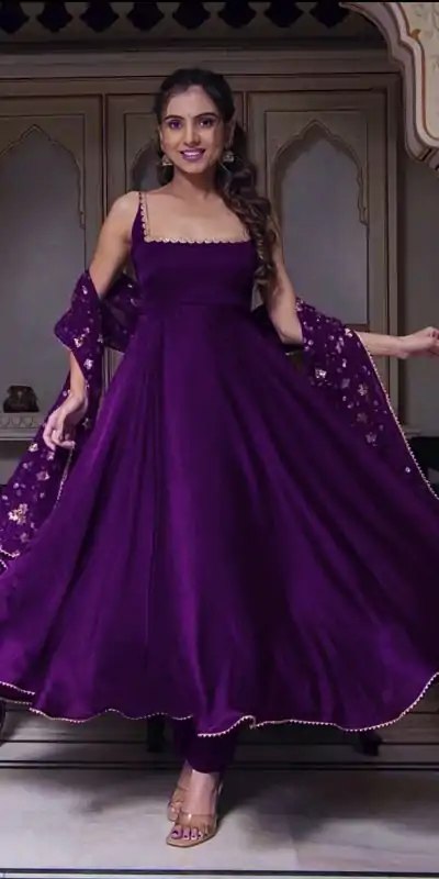 SRK 5128 Violet Color Heavy Faux Georgette With Fully Flair Salwar Suit Wedding, Party, Festive, Events Expected Delivery 4-6 Working Days @ 1899/- | Casual Suits, Jump Suits, Salwar suit, Creative suits, Designer Suits, Palazzo Suits, Party Wear Suits, Patiala Suits, Straight Suits