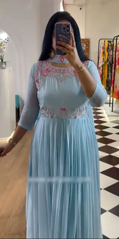 PC 369 Blue Color Fox Georgette Embroidery Sequence Work Gown Casual, Party Wear, Events, Festivals Wear Etc. Expected Delivery 4-6 Working Days @1829/- | Gowns, Bollywood Gowns, Creative Gowns, Designer Gowns, Embroidered Gowns, Party Wear Gowns