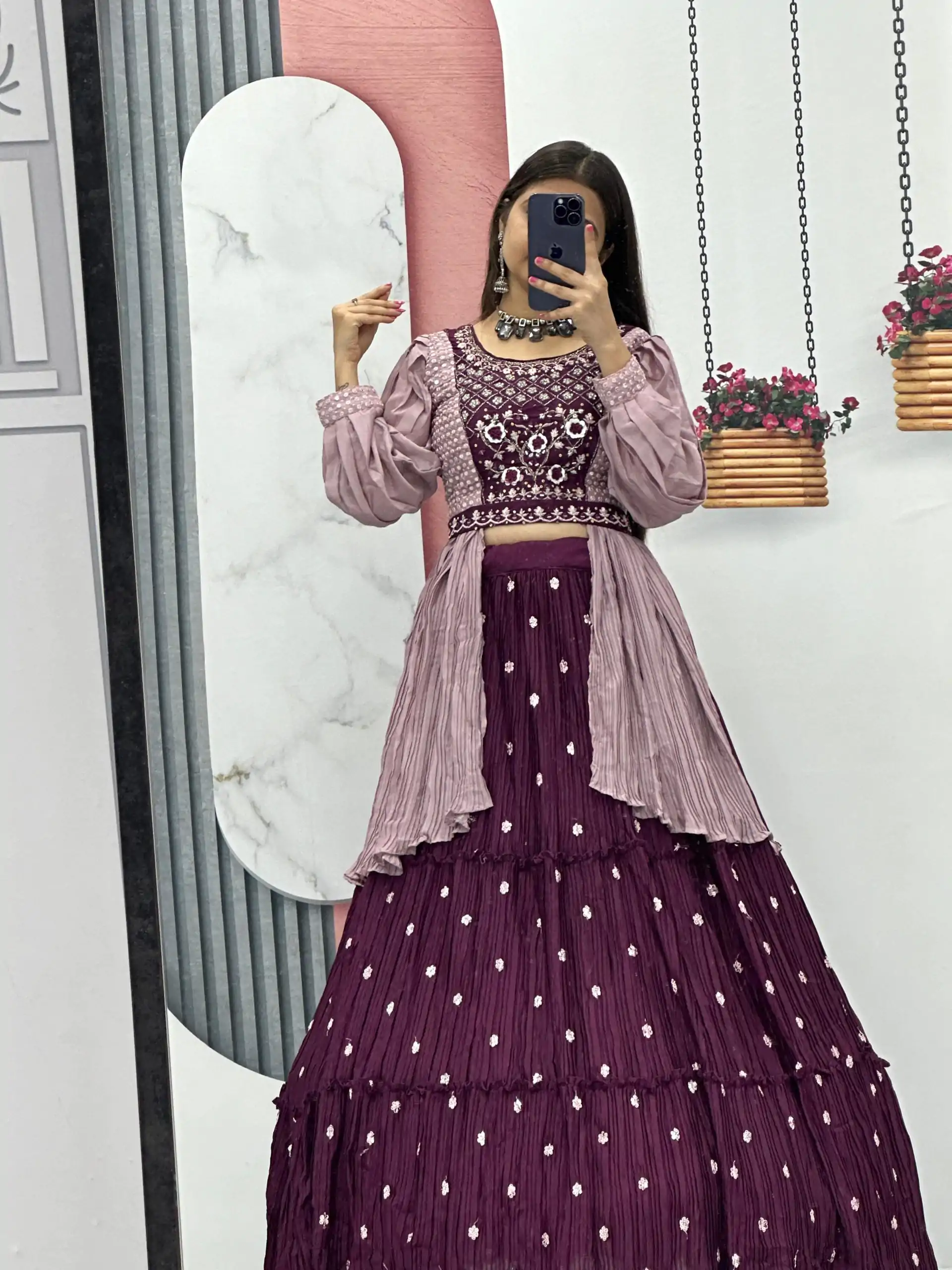 PC 419 Purple Color Chinon Real Handwork Lehenga Choli Casual, Party Wear, Events, Festivals Wear Expected Delivery 4-6 Working Days @2629/- | Lehenga, Bollywood Lehenga, Creative Lehenga, Designer Lehenga, Embroidered Lehenga, Party Wear Lehenga