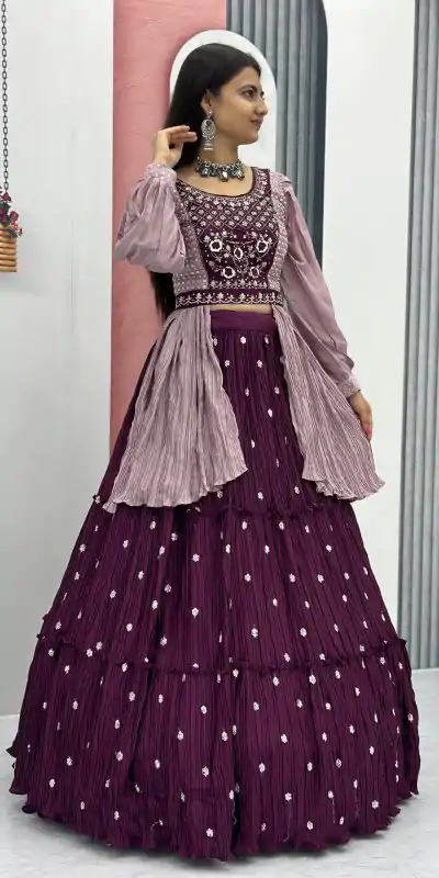 PC 419 Purple Color Chinon Real Handwork Lehenga Choli Casual, Party Wear, Events, Festivals Wear Expected Delivery 4-6 Working Days @2629/- | Lehenga, Bollywood Lehenga, Creative Lehenga, Designer Lehenga, Embroidered Lehenga, Party Wear Lehenga