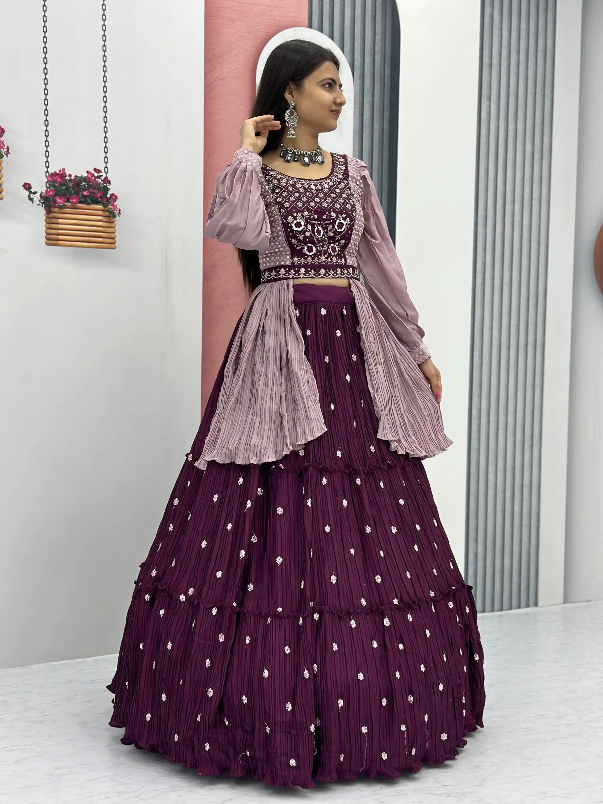 PC 419 Purple Color Chinon Real Handwork Lehenga Choli Casual, Party Wear, Events, Festivals Wear Expected Delivery 4-6 Working Days @2629/- | Lehenga, Bollywood Lehenga, Creative Lehenga, Designer Lehenga, Embroidered Lehenga, Party Wear Lehenga