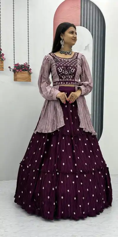 PC 419 Purple Color Chinon Real Handwork Lehenga Choli Casual, Party Wear, Events, Festivals Wear Expected Delivery 4-6 Working Days @2629/- | Lehenga, Bollywood Lehenga, Creative Lehenga, Designer Lehenga, Embroidered Lehenga, Party Wear Lehenga
