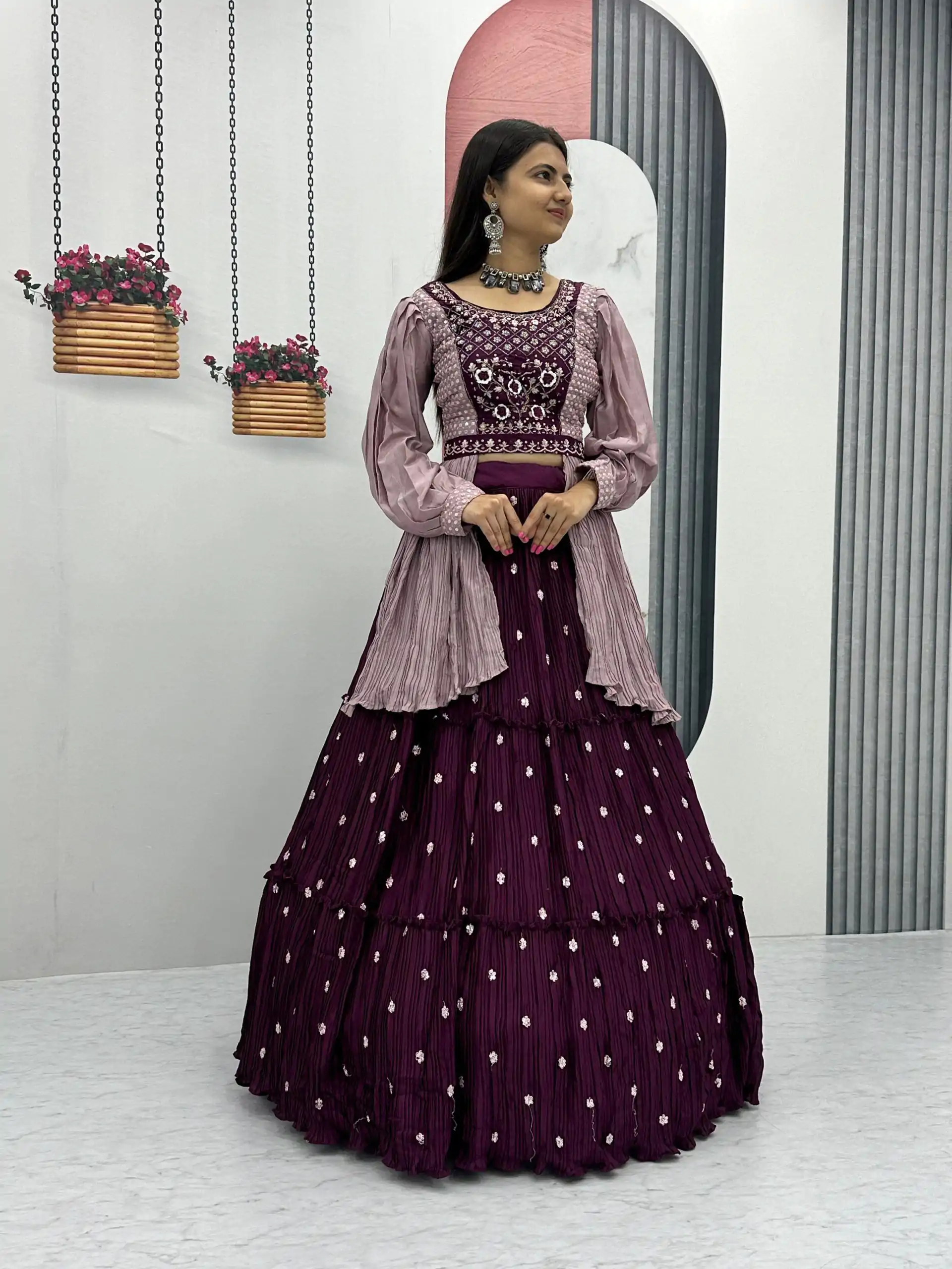 PC 419 Purple Color Chinon Real Handwork Lehenga Choli Casual, Party Wear, Events, Festivals Wear Expected Delivery 4-6 Working Days @2629/- | Lehenga, Bollywood Lehenga, Creative Lehenga, Designer Lehenga, Embroidered Lehenga, Party Wear Lehenga