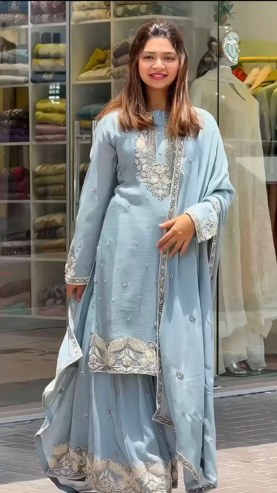 RTC 473 Blue Color Foix Georgette Thread Sequence Work Salwar Suit Wedding, Party, Festive, Events Etc. Expected Delivery 4-6 Working Days @2099/ | Casual Suits, Jump Suits, Salwar suit, Creative suits, Designer Suits, Palazzo Suits, Party Wear Suits, Patiala Suits, Straight Suits