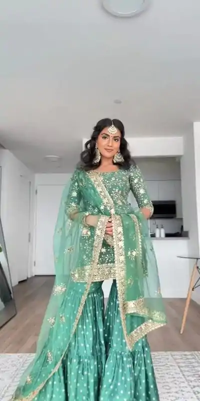 KD 1351 Green Color Satin Thread Sequence Digital Print Salwar Suit Casual, Party, Wedding, Festive, Events Etc. Expected Delivery 4-6 Working Days @2099/- | Casual Suits, Salwar suit, Creative suits, Designer Suits, Palazzo Suits, Party Wear Suits, Patiala Suits, Straight Suits