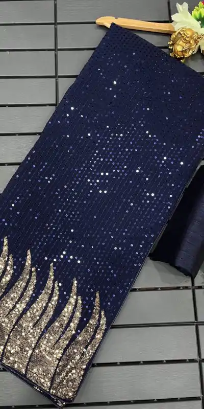 DF 3405 Royal Blue Full Saree Of Heavy Quality 60 Gram Georgette Saree Casual, Party Wear, Wedding, Events Etc Delivery Expected.4-6 Working Days 1799/- | Designer Sarees, Embroidered Sarees, Sarees, Bollywood Sarees, Creative Sarees, Ethnic Saree, Modern Digital sarees, Party Wear Sarees