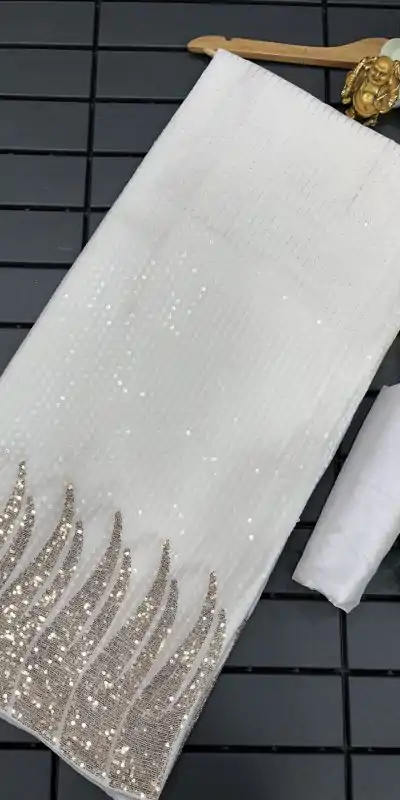 DF 3405 White Full Saree Of Heavy Quality 60 Gram Georgette Saree Casual, Party Wear, Wedding, Events Etc Delivery Expected.4-6 Working Days 1799/- | Designer Sarees, Embroidered Sarees, Sarees, Bollywood Sarees, Creative Sarees, Ethnic Saree, Modern Digital sarees, Party Wear Sarees