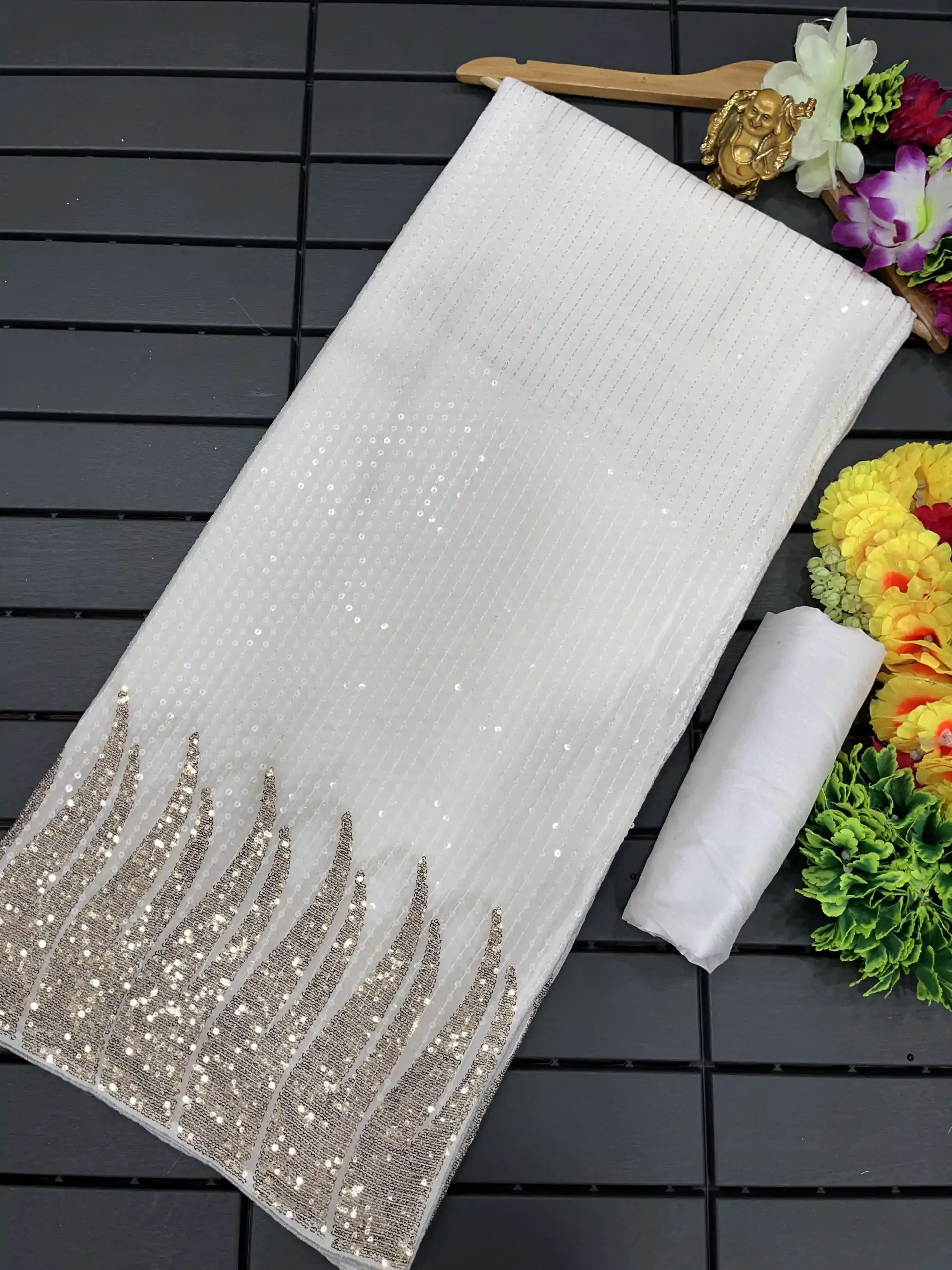 DF 3405 White Full Saree Of Heavy Quality 60 Gram Georgette Saree Casual, Party Wear, Wedding, Events Etc Delivery Expected.4-6 Working Days 1799/- | Designer Sarees, Embroidered Sarees, Sarees, Bollywood Sarees, Creative Sarees, Ethnic Saree, Modern Digital sarees, Party Wear Sarees