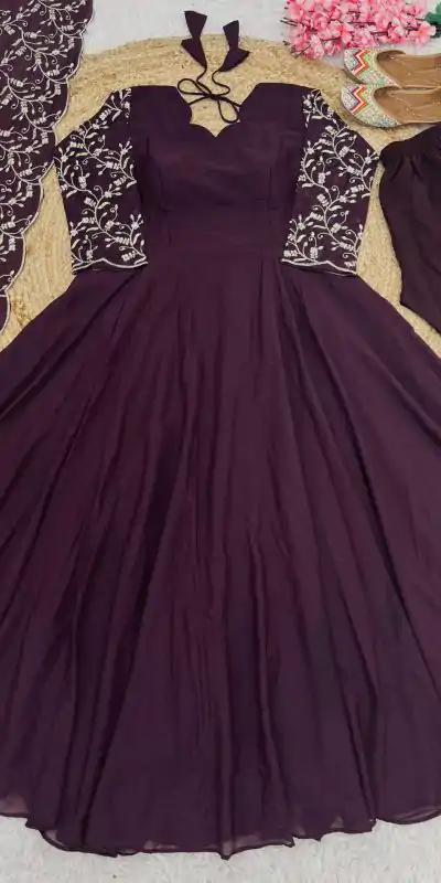 SRK 5190 Maroon Color Georgette Embroidery Anarkali Suit Wedding, Party, Festive, Events Expected Delivery 4-6 Working Days @ 1949/- | Anarkali Suits, Bollywood Anarkali, Creative-Anarkali, Designer Anarkali, Embroidered Anarkali, Party Wear Anarkali, Straight Suits