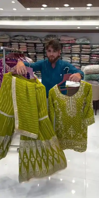 RTC 5723 Mehndi Color Georgette Thread Sequence Salwar Suit Wedding, Party, Festive, Events Etc. Expected Delivery 4-6 Working Days @2549/- | Casual Suits, Jump Suits, Salwar suit, Creative suits, Designer Suits, Palazzo Suits, Party Wear Suits, Patiala Suits, Straight Suits