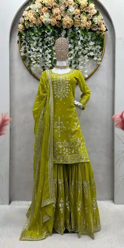 RTC 5723 Mehndi Color Georgette Thread Sequence Salwar Suit Wedding, Party, Festive, Events Etc. Expected Delivery 4-6 Working Days @2549/- | Casual Suits, Jump Suits, Salwar suit, Creative suits, Designer Suits, Palazzo Suits, Party Wear Suits, Patiala Suits, Straight Suits