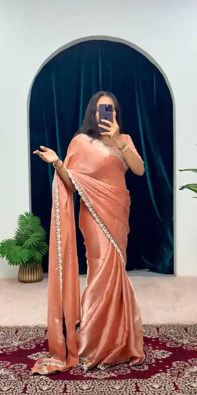 ST 477 Onion Color Burberry Blooming Embroidery Zari Saree Casual, Wedding, Party, Festive, Events Etc. Expected Delivery 4-6 Working Days @1949/- | Designer Sarees, Embroidered Sarees, Sarees, Bollywood Sarees, Creative Sarees, Ethnic Saree, Modern Digital sarees, Party Wear Sarees