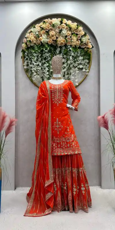 RTC 5723 Orange Color Georgette Thread Sequence Salwar Suit Wedding, Party, Festive, Events Etc. Expected Delivery 4-6 Working Days @2549/- | Casual Suits, Jump Suits, Salwar suit, Creative suits, Designer Suits, Palazzo Suits, Party Wear Suits, Patiala Suits, Straight Suits