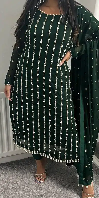 RTC 5731 Green Color Georgette Thread Rivet Moti Salwar Suit Casual, Wedding, Party, Festive, Events. Expected Delivery 4-6 Working Days @2449/- | Kurti, Bollywood Kurti, Creative Kurtis, Designer Kurti, Party Wear Kurti, Selfie Kurti