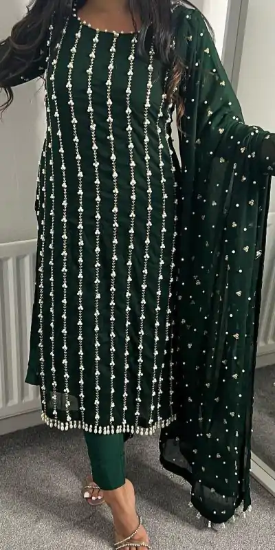 RTC 5731 Green Color Georgette Thread Rivet Moti Salwar Suit Casual, Wedding, Party, Festive, Events. Expected Delivery 4-6 Working Days @2449/- | Kurti, Bollywood Kurti, Creative Kurtis, Designer Kurti, Party Wear Kurti, Selfie Kurti